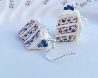 Blueberry Cake Earrings: Handmade Polymer Clay Food Jewelry