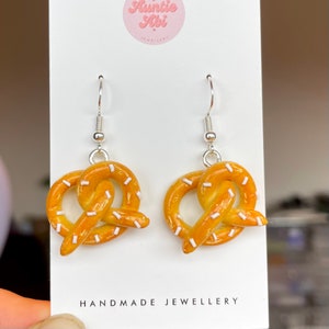 Pretzel Earrings: Handmade Polymer Clay Food Jewelry