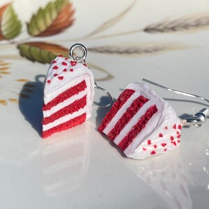 Red Velvet Cake Earrings, Unique Earrings, Cute gift, Unusual gifts, Handmade jewellery for women, Miniature food, unique birthday gifts