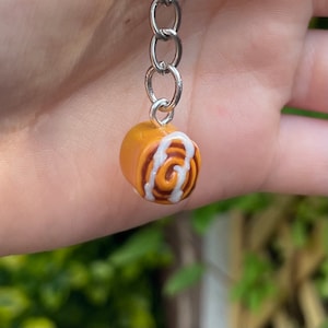 Cinnamon Roll Keyring: Polymer Clay Miniature Food Charm