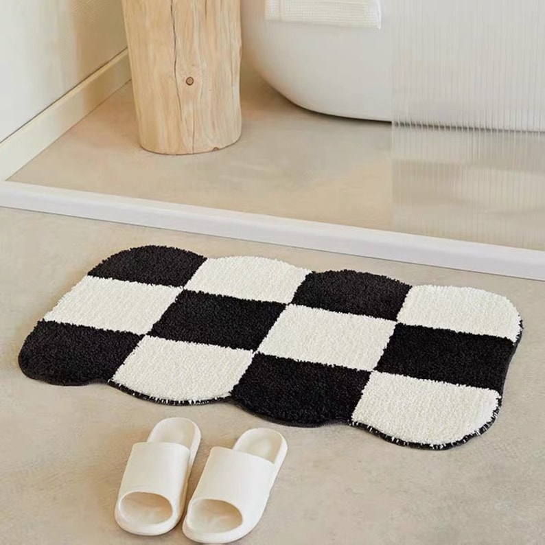 Basic Checkered Bath Mat Etsy Canada