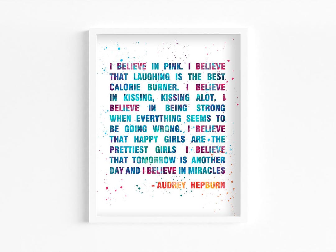 I Believe in Pink Quote Watercolor Print, Digital Painting, Home Wall ...