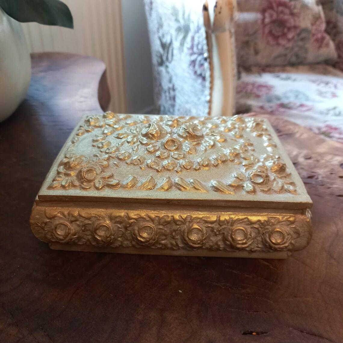 Polyresin Jewelry Box Gold Color Box Bride Box Antique Etsy