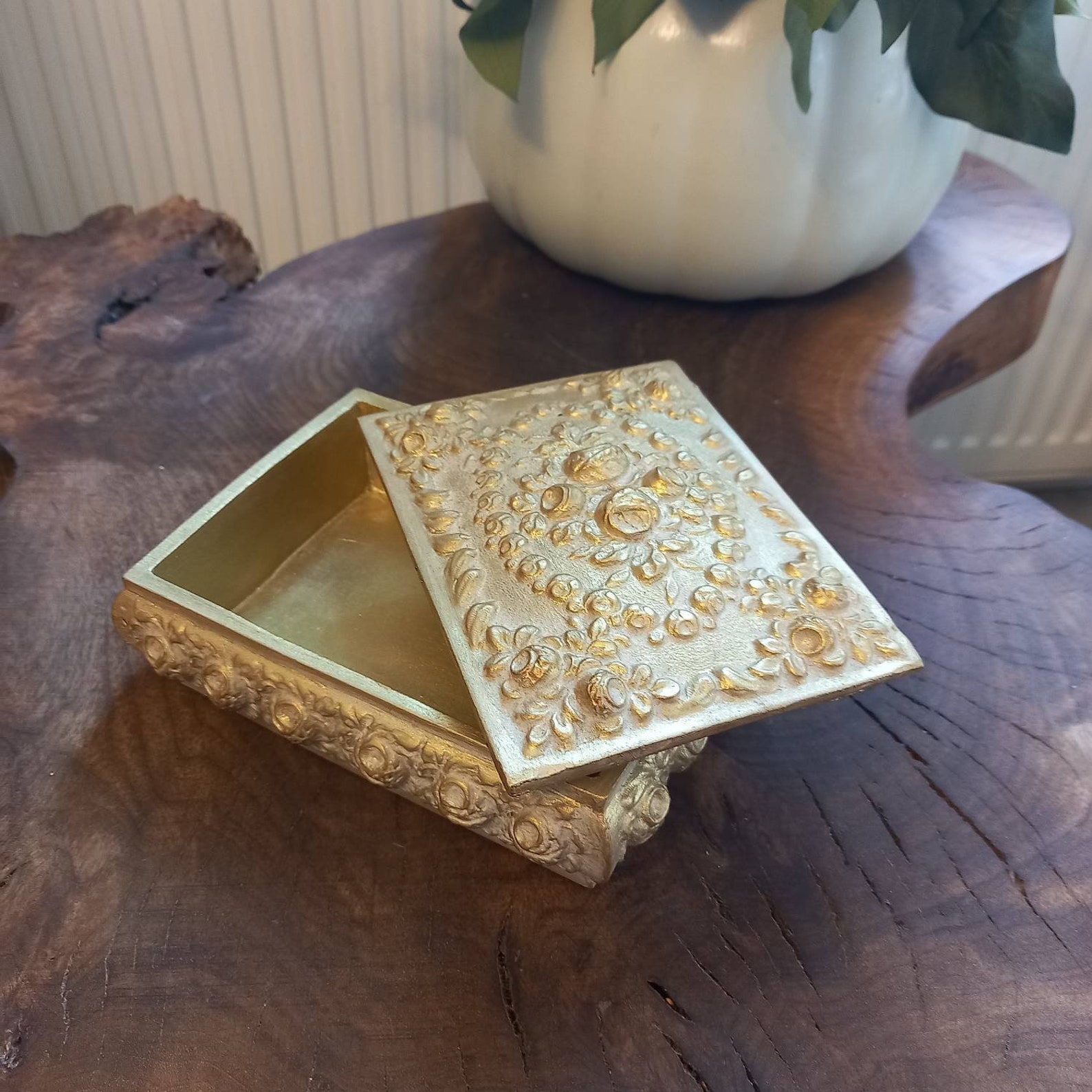 Polyresin Jewelry Box Gold Color Box Bride Box Antique Etsy