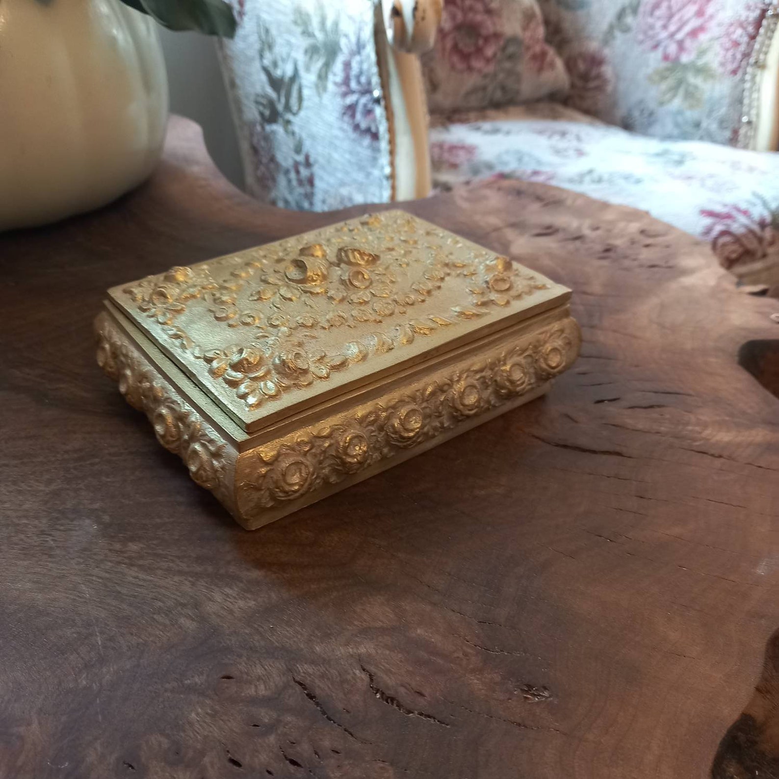 Polyresin Jewelry Box Gold Color Box Bride Box Antique Etsy