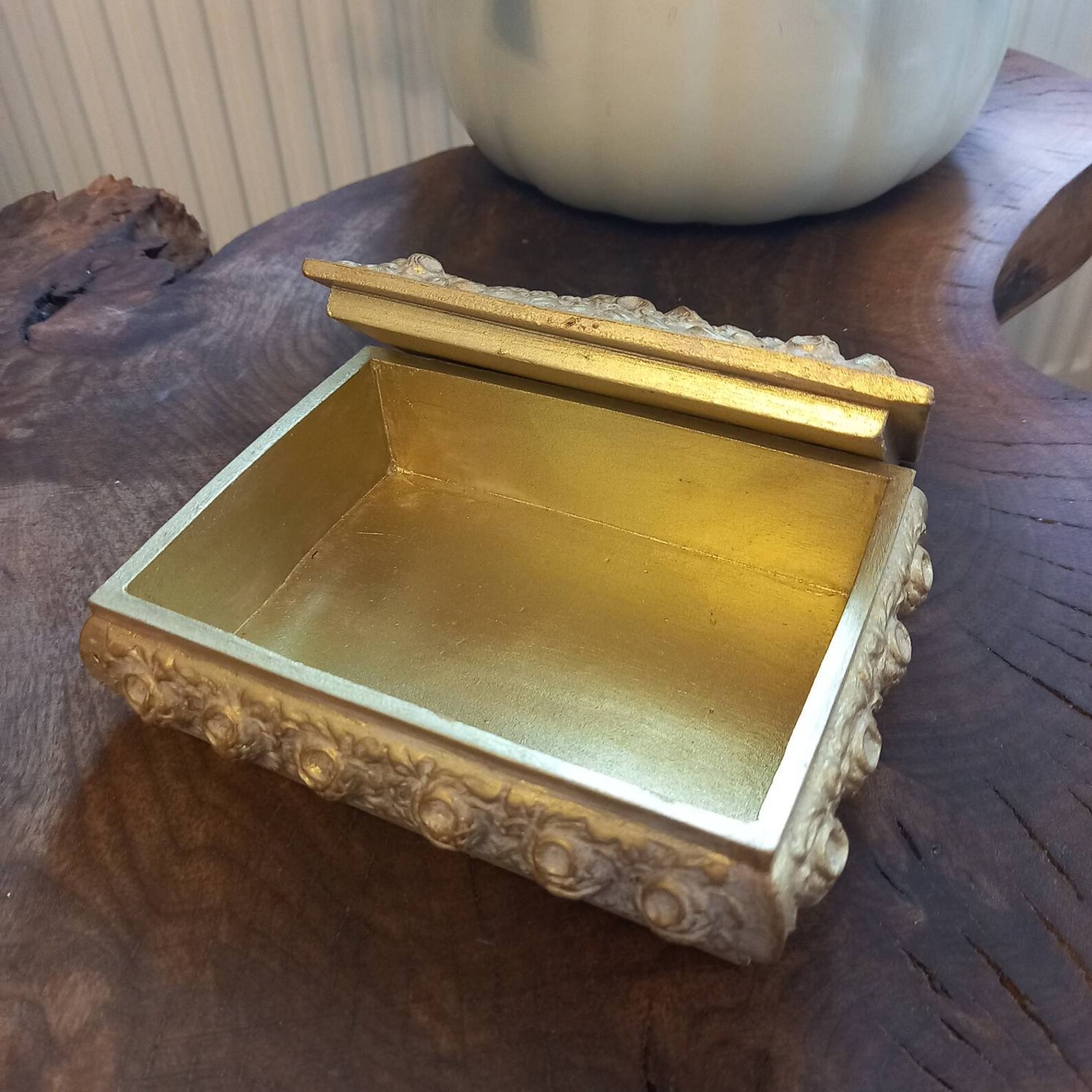 Polyresin Jewelry Box Gold Color Box Bride Box Antique Etsy