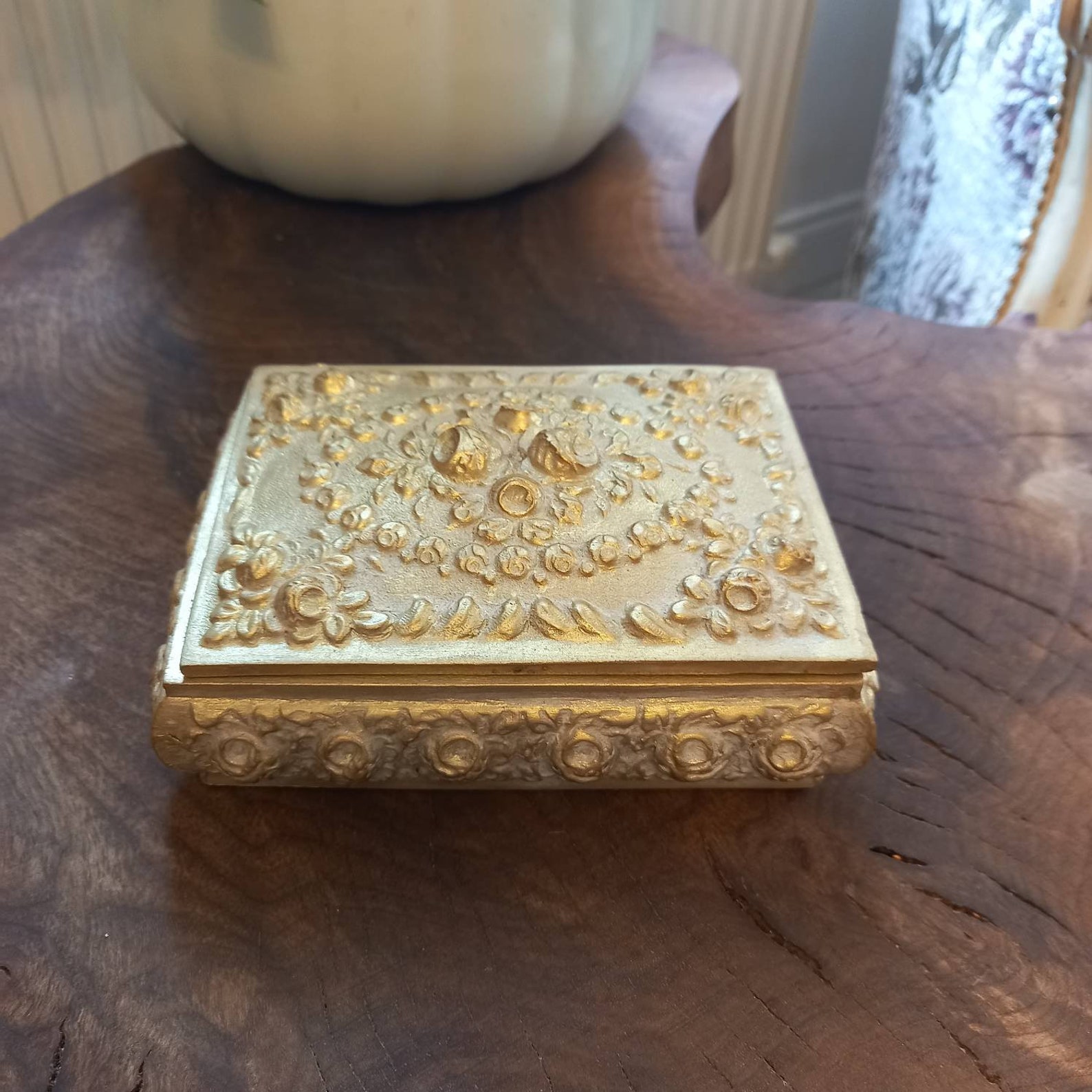 Polyresin Jewelry Box Gold Color Box Bride Box Antique Etsy