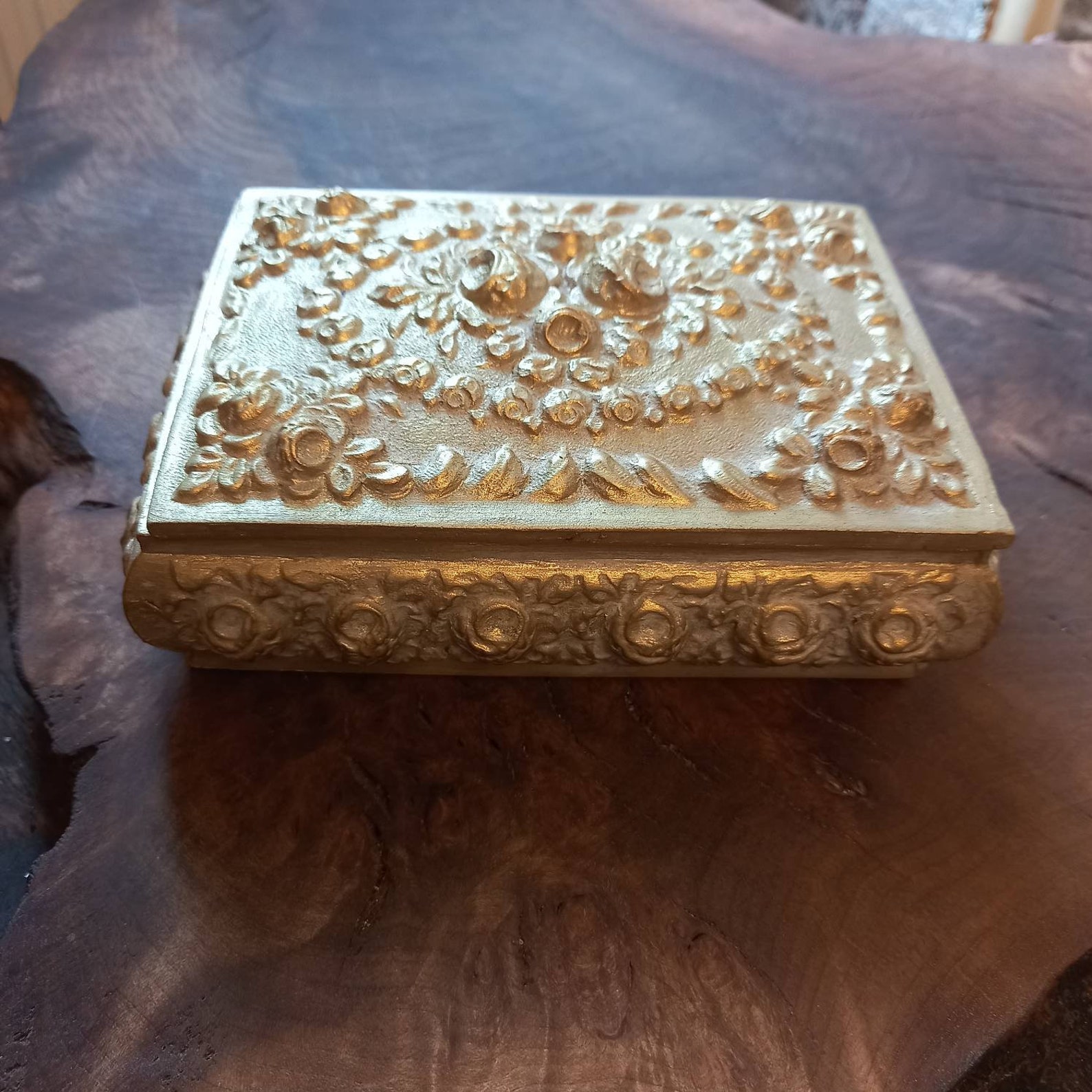 Polyresin Jewelry Box Gold Color Box Bride Box Antique Etsy