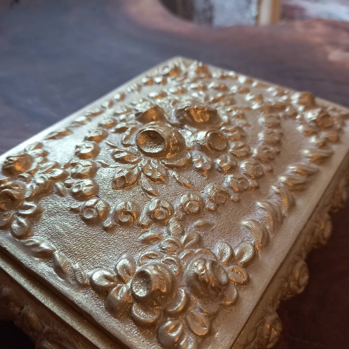Polyresin Jewelry Box Gold Color Box Bride Box Antique Etsy