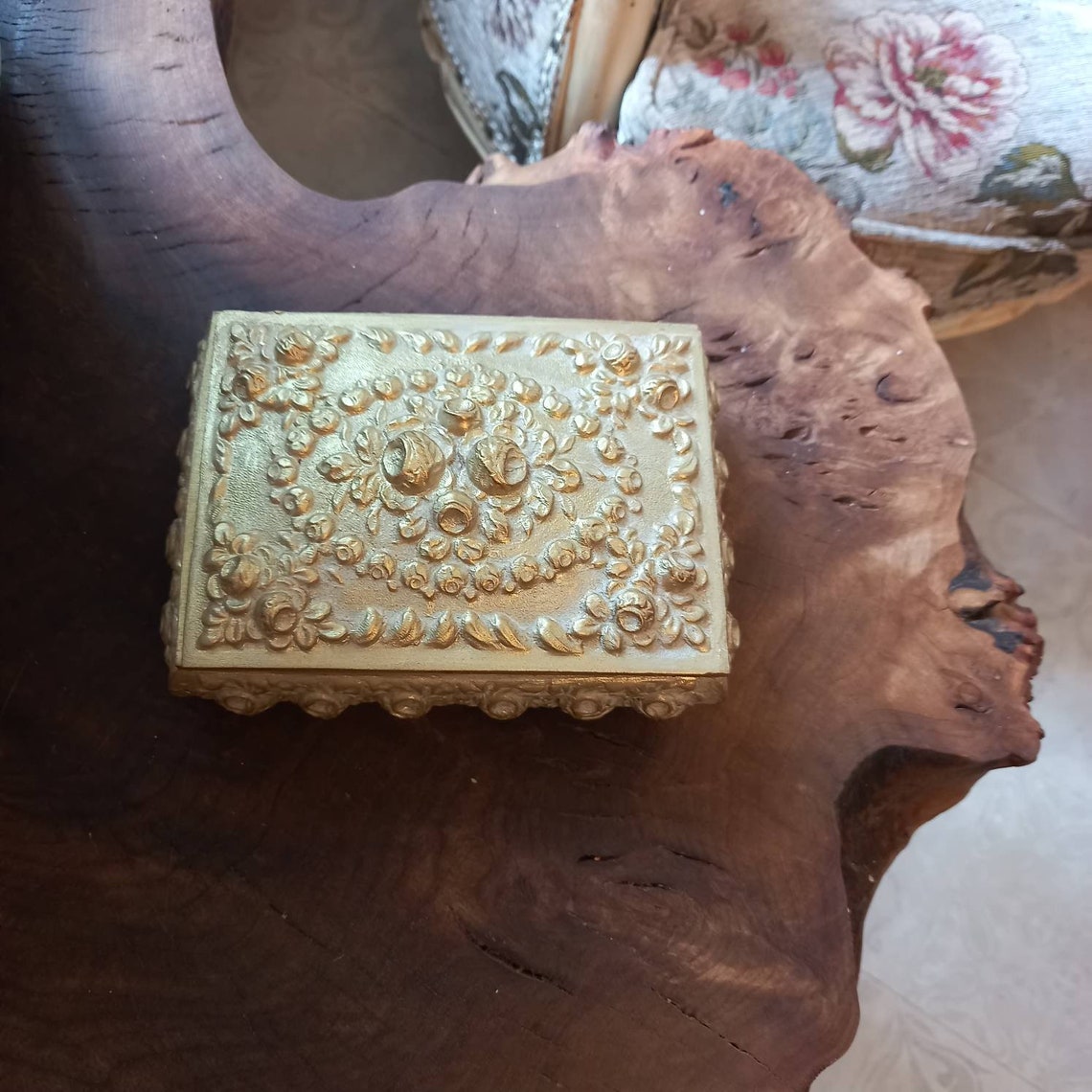 Polyresin Jewelry Box Gold Color Box Bride Box Antique Etsy