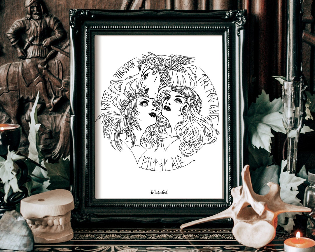 The Weird Sisters Minimalist Black and White Macbeth Witch Occult Art ...