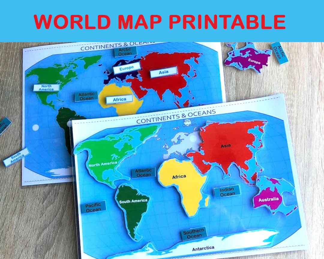 Printable World Map With Continents For Kids