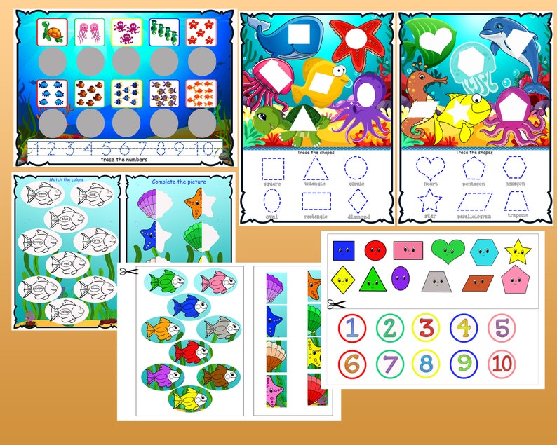 shapes numbers colors matching printable busy book etsy