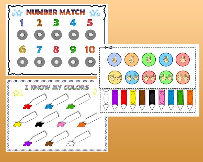 Shapes Numbers & Colors Matching Printable Busy Book Etsy