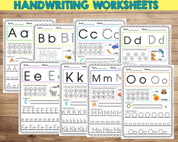 printable alphabet letters tracing worksheets abc tracing etsy