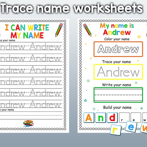 personalized writing practice worksheet printable name tracing etsy