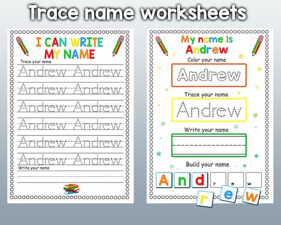 personalized writing practice worksheet printable name tracing etsy ireland