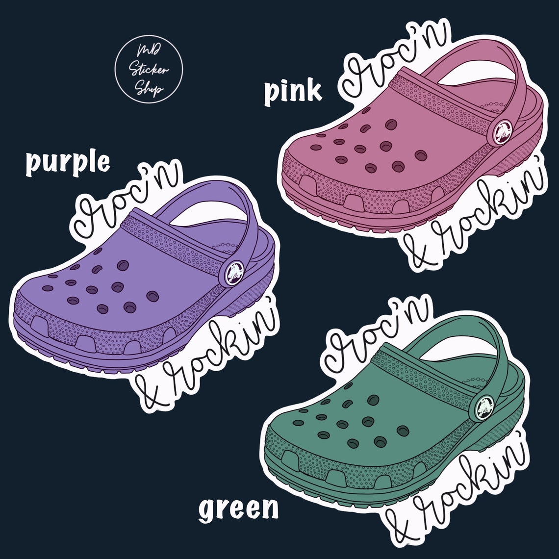 Crocn & Rockin Vinyl Sticker / Crocs / Croc Slip On Shoes Etsy