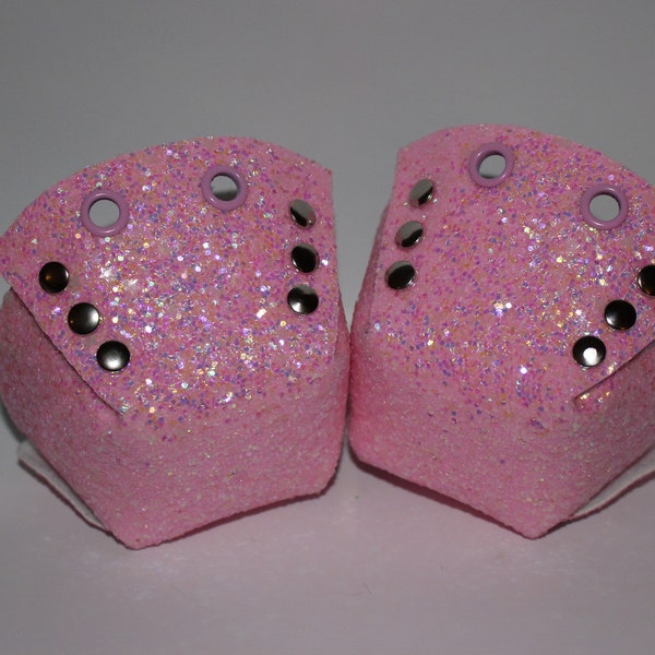 Pink Chunky Glitter Glow in the Dark Toe Guards for Roller Skates