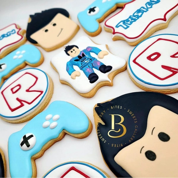 Roblox Birthday Decorated Cookies, Roblox Cookie Favors