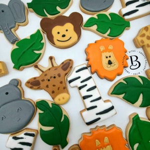 1 Dozen Zoo Safari Animal Party Favor Birthday Cookies