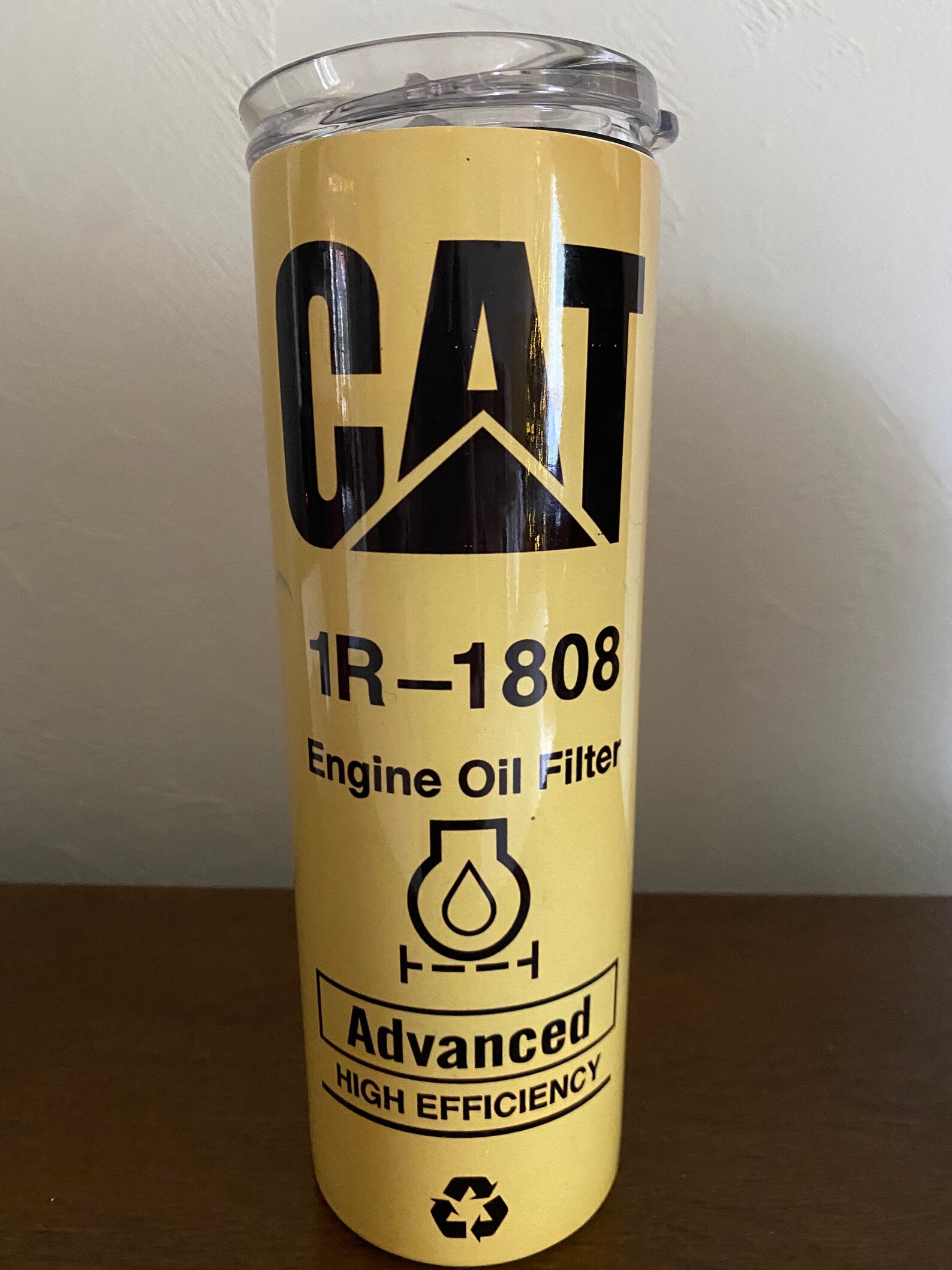 cat oil filter travel mug