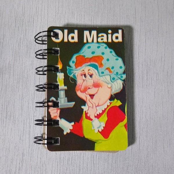 Vintage Old Maid Matching Card Game Recycled Mini Spiral Notepads/Notebook/Sketch Pad/Blank Pages/Party favor