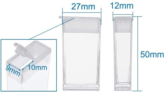 50pcs Plastic Flip Top Seed Bead Small Storage Containers 1.97x1.06  Rectangle Transparent Clear Empty Box Organizers 