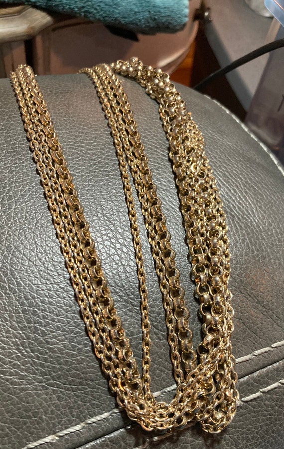 Vintage Gold Tone 3 Strand 22" long Necklace