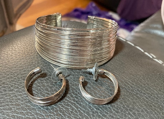 Sterling Wired Cuff Bracelet and earrings - image 1