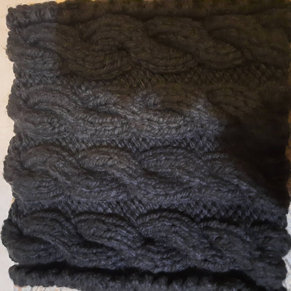 Black cable knit circular neckwarmer scarf