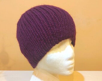Plum Purple Wool Felt Beret Hat With Black Velvet Ribbon Bow  display picture 1