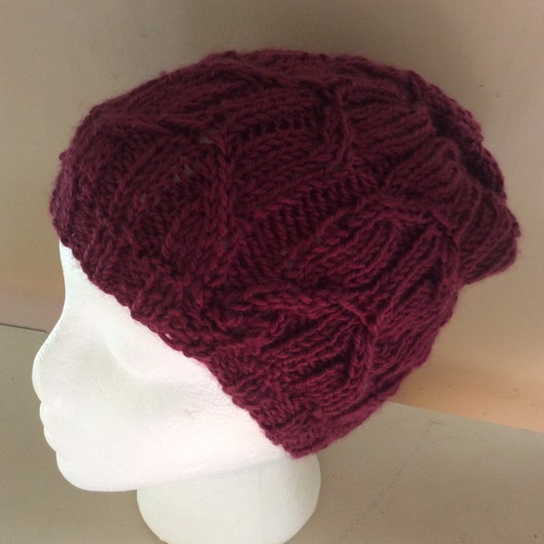 burgundy wine-colored cable knit slouchy