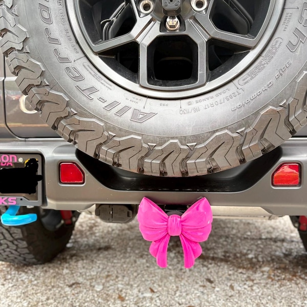 Chunky Bow Hitch Cover | Cute Trailer Hitch Plug | Jeep Girl Accessory | Feminine Truck Decor | Pink Car Aesthetic | 2” Receiver Cover