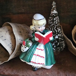 Vintage 1956 Napco Japan Christmas Caroler Porcelain Figurine Bud