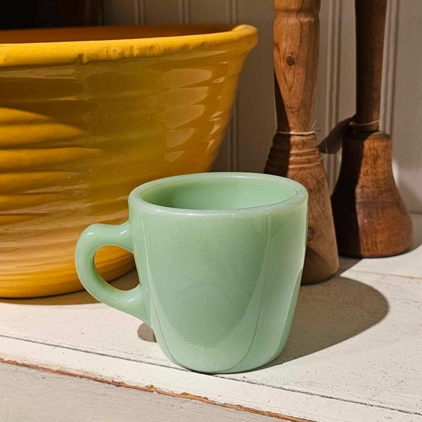 Fire King Vintage Jadeite Mug Heavy C Restaurant Ware Milky Green Glass Farmhouse Cottage Rustic Country Kitchen Decor Easter Spring Styling