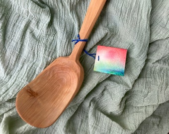 Birch Wooden Stirring and Serving Spoon Hand-Carved in Minnesota by Jon Strom, Swedish Traditional Sloyd Kitchen Renaissance Utensil