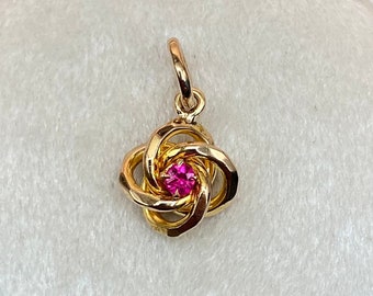 Vintage Victorian Lovers Knot Charm in 14k Yellow Gold / Love Knot Pendant