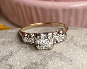 Art Deco Vintage & Antique 2.85ct round cut diamond engagement 14k gold ring set Art Deco Vintage & Antique 2.85ct round cut diamond engagement 14k gold ring set