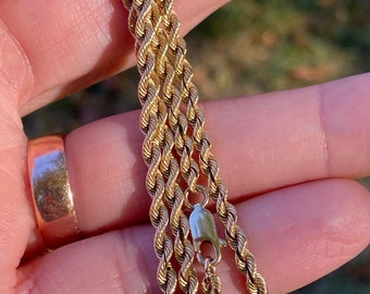 Vintage Rope Chain in 14k Yellow Gold / 17.5” chain