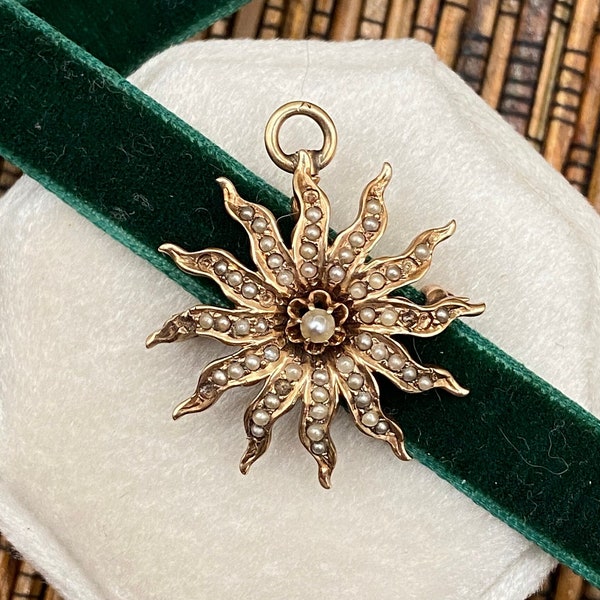 Vintage Victorian Starburst pendant and brooch in 10k Gold / Conversion Jewelry