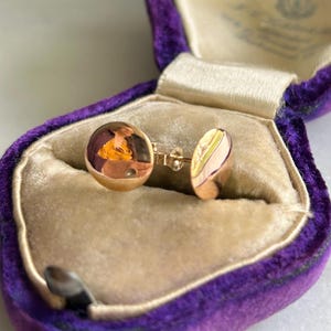 Antique 14k Gold Button Stud Earrings, Victorian Cufflink Conversion Jewelry, Minimalist Round Estate Earring, Everyday Vintage Solid Gold