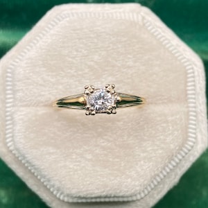 Vintage Solitär Diamant Verlobungsring aus 585er Gold / Vintage Verlobungsring / Art Deco Diamant Ring / Size 7