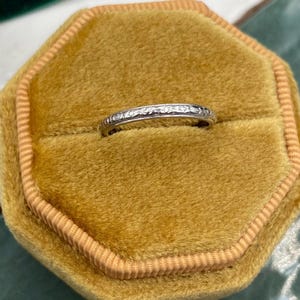 Antique Engraved Band in Platinum / "HHS to ACM Mar 7-24" / Size 4