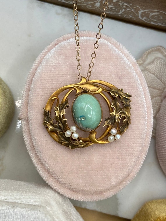 Pendentif Art Nouveau Autrichien Vers 1900 - Argent Et Chrysoprase Naturelle - Losange