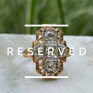 RESERVED - Layaway Payment #1 - Art Deco Diamond Ring in 14k Yellow Gold / Size 5.25