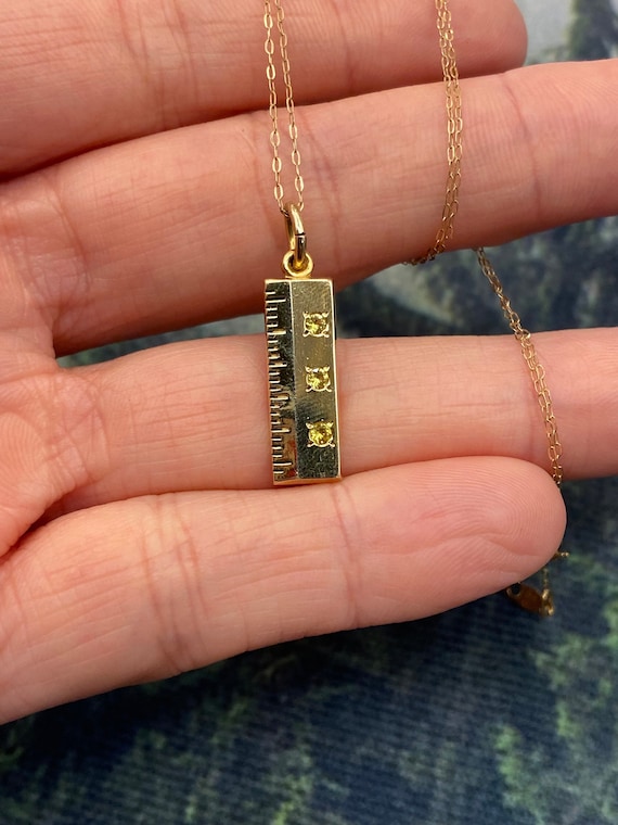 Vintage Ruler Charm in 10k Yellow Gold