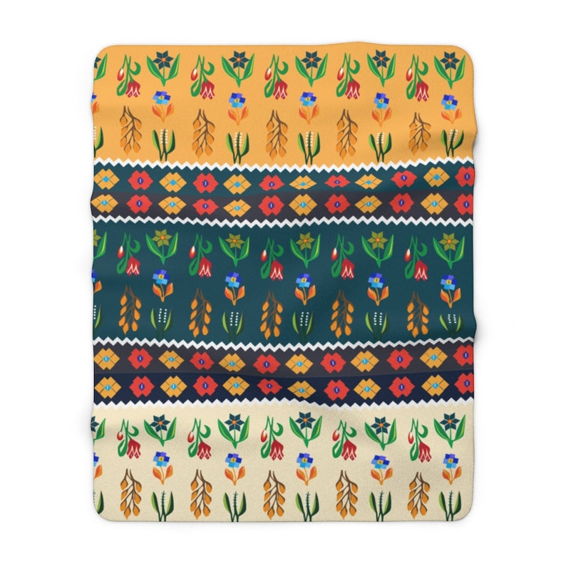 Romanian Folk Art Sherpa Blanket Floral Folk Art Blanket Etsy