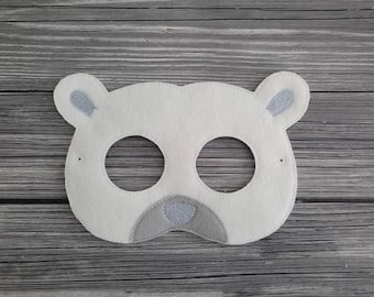 Máscara de oso polar de fieltro - Disfraz de animal ártico bordado