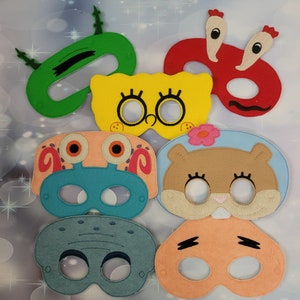 Undersea Friends - Sponge Boy Felt Mask-Starfish-Squid-Crab-Snail-Underwater Squirrel-Plankton-Pretend Play Masks-Dress-Up Masks - Halloween